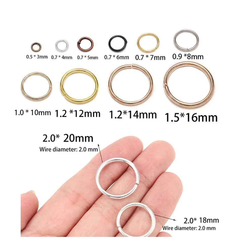 50-200 unids/lote 3-20mm anillos de salto conectores de anillos divididos para joyería Diy encontrar accesorios suministros al por mayor