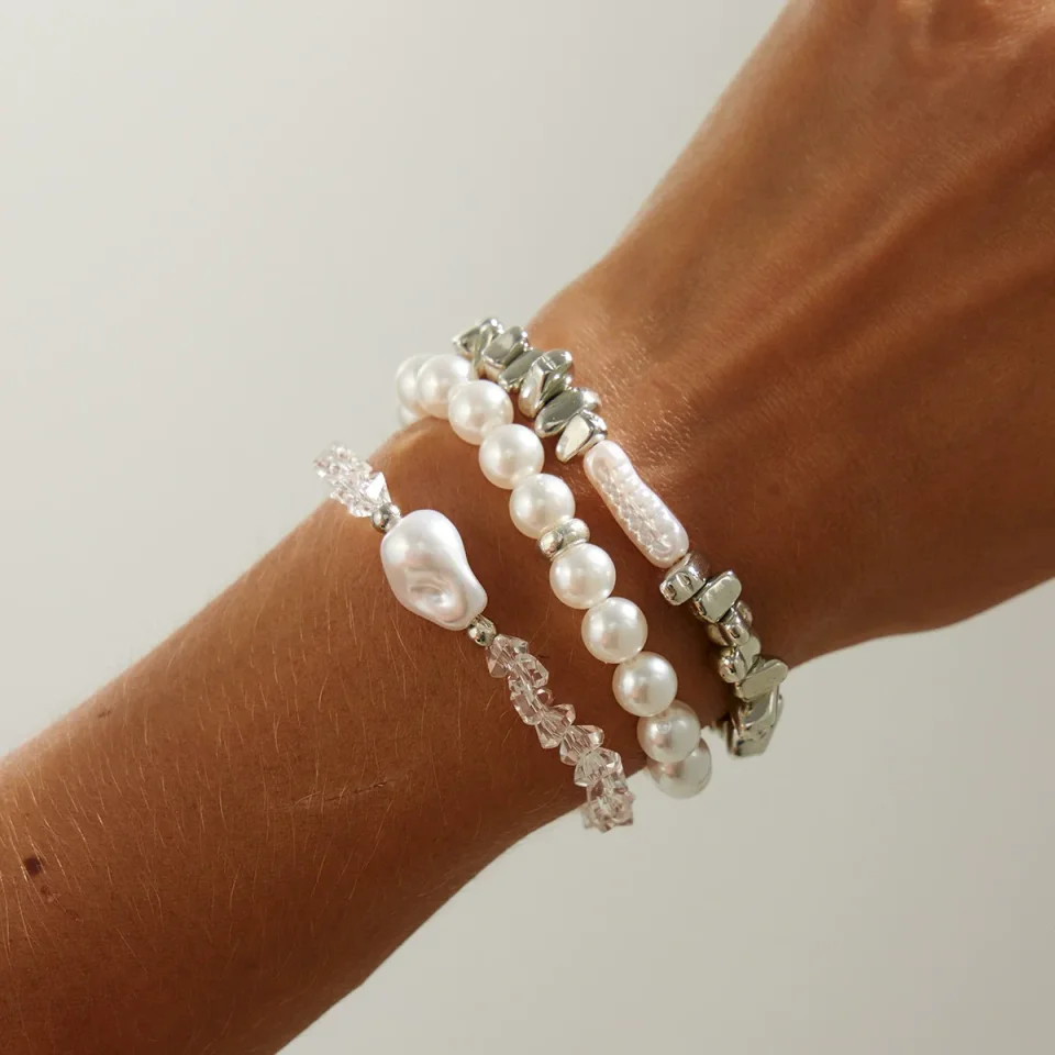 Pulseras de moda para mujer, nuevo Vintage, cuentas CCB irregulares, cadena de perlas de imitación, joyería, regalo de San Valentín B074