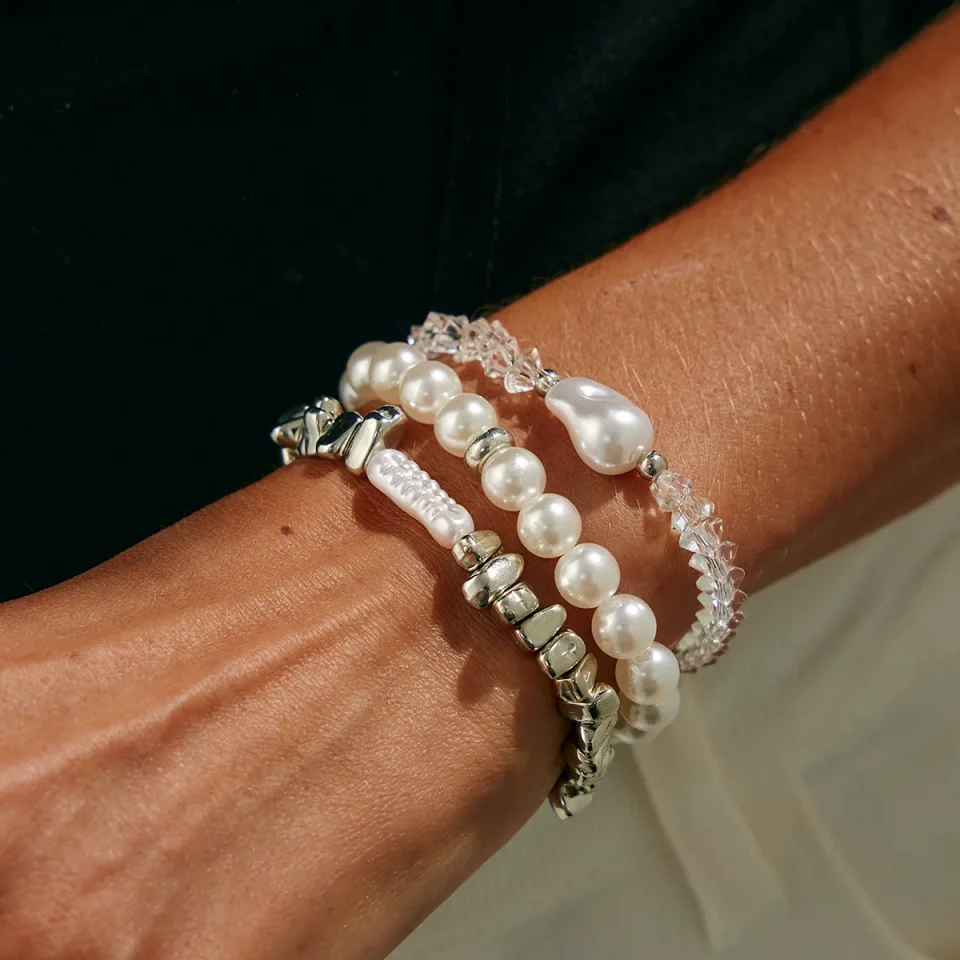 Pulseras de moda para mujer, nuevo Vintage, cuentas CCB irregulares, cadena de perlas de imitación, joyería, regalo de San Valentín B074