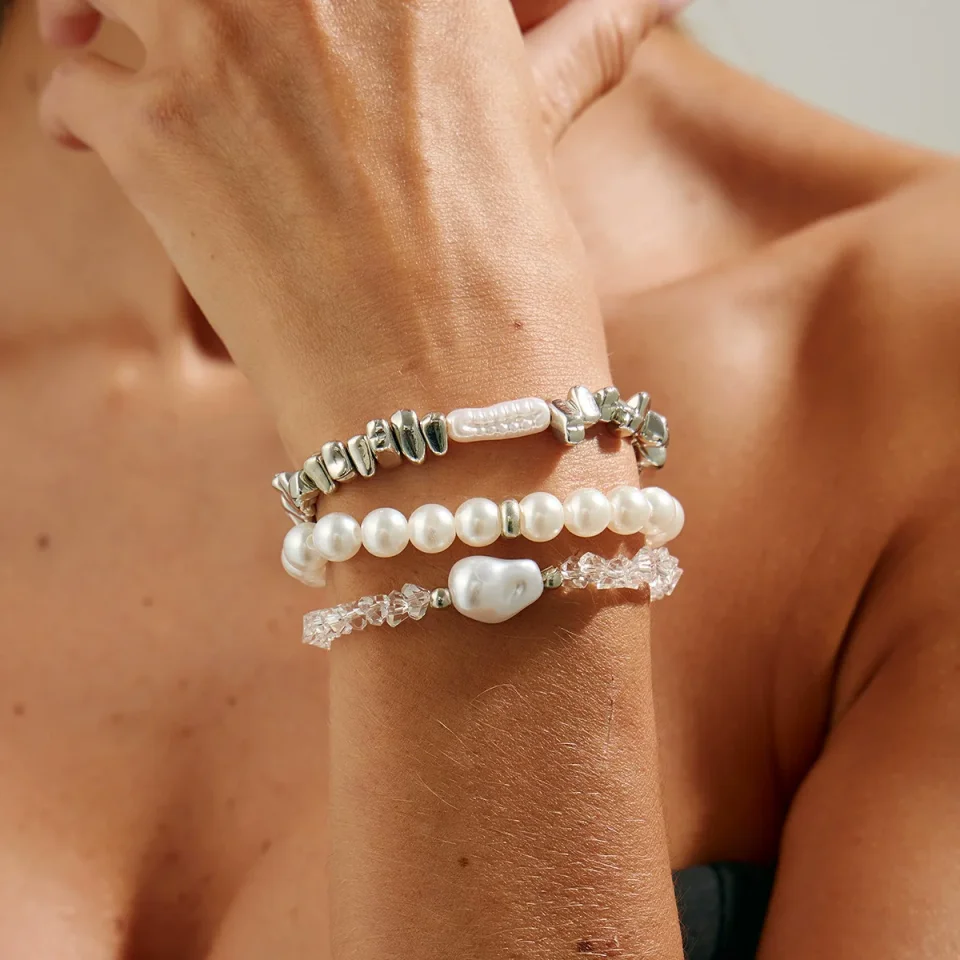 Pulseras de moda para mujer, nuevo Vintage, cuentas CCB irregulares, cadena de perlas de imitación, joyería, regalo de San Valentín B074