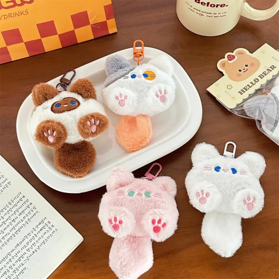Lindo gato de peluche muñeca colgante chica mochila muñeca colgante pareja bolso llavero regalo decorativo
