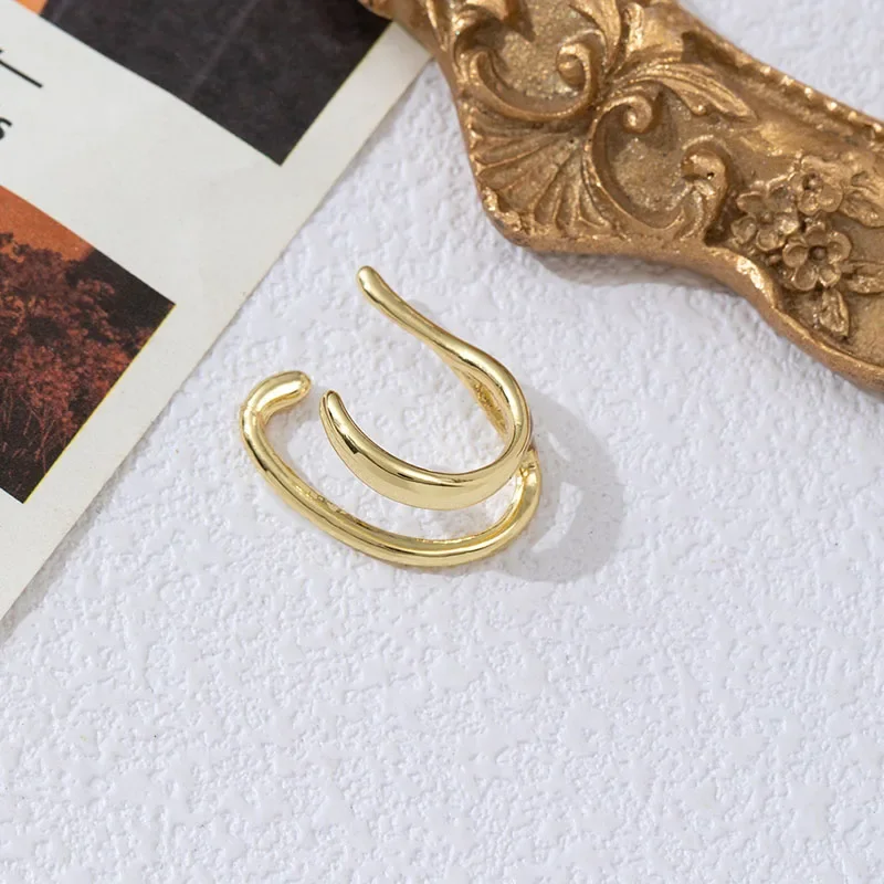 Nuevos Pendientes de Oreja Falsos Coreanos, Pendientes de Oreja de Doble Aro, Pendientes Falsos para Mujer y Hombre, Estilo Hiphop, Accesorios de Regalo