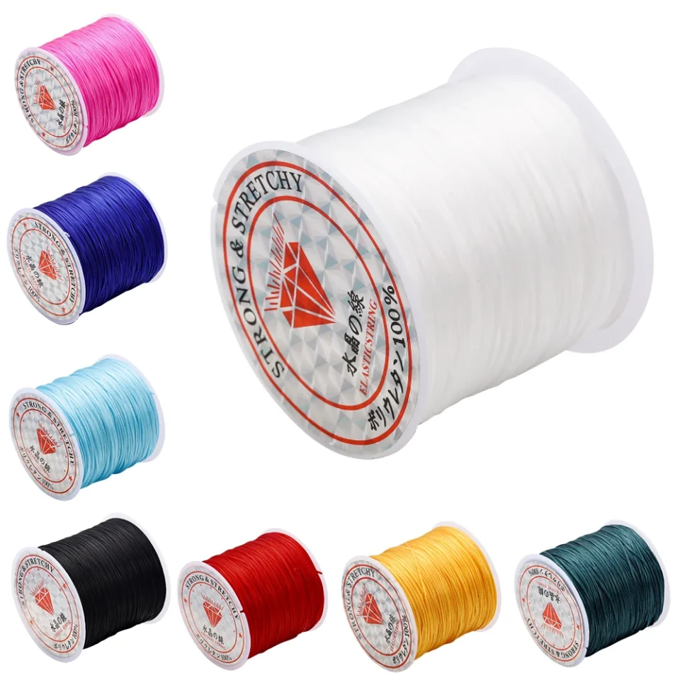 Hilo elástico de 10 metros y 0,7mm, línea de cristal redonda, cordón elástico de goma de nailon, cuerda elástica para fabricación de joyas, pulsera de cuentas