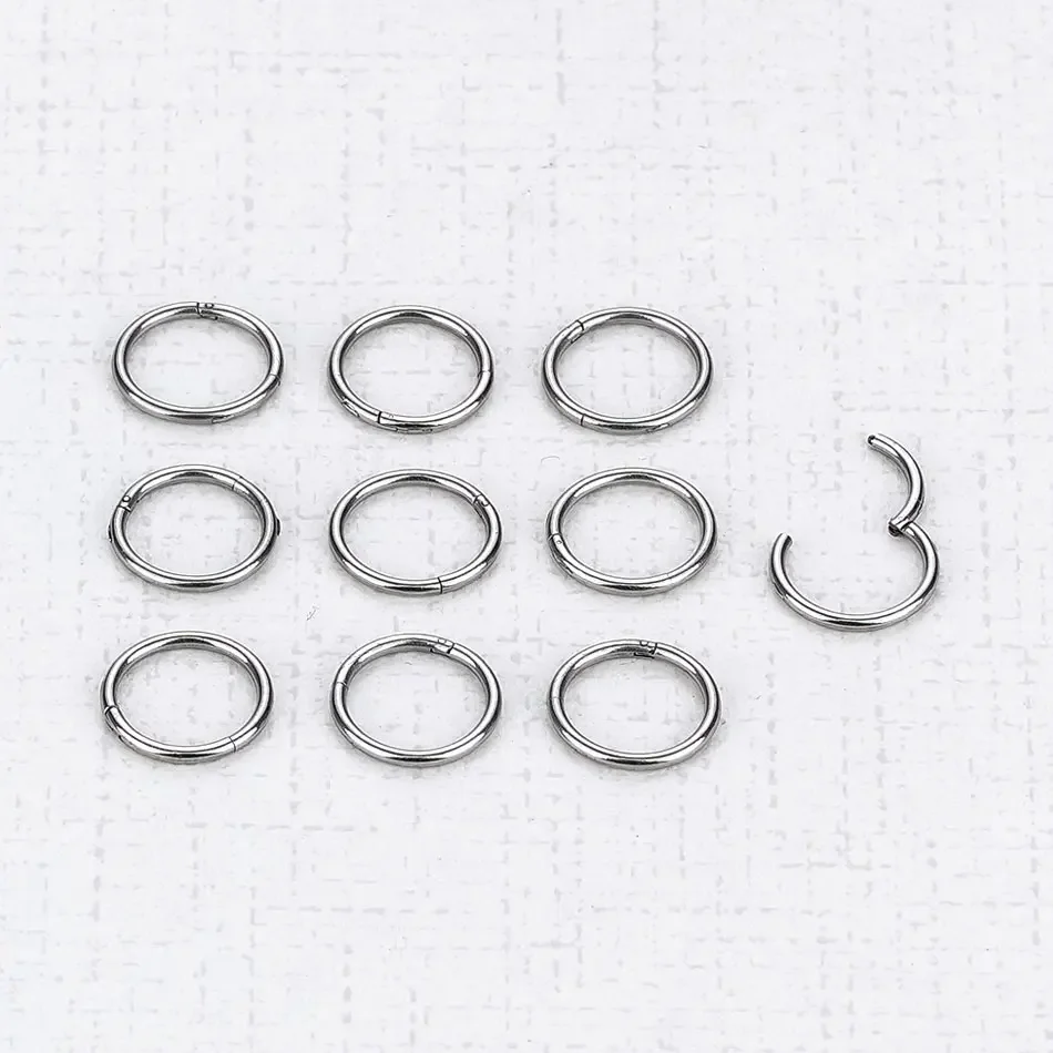 Anillo de nariz con bisagras de acero inoxidable 316L, cartílago de la oreja, Tragus, hélice, Piercing para labio, aro para la nariz, joyería para Piercing corporal, 1 ud.