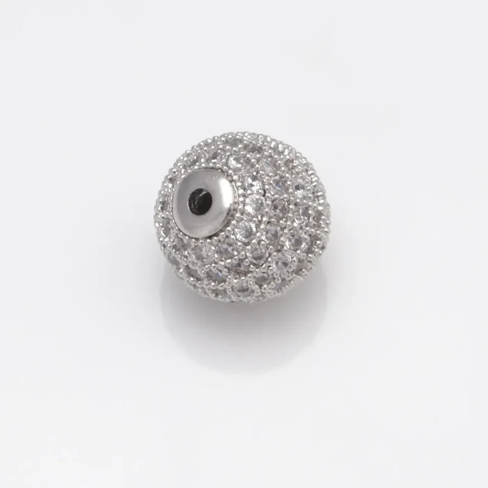 Cuentas para la fabricación de joyas, accesorios de Color dorado y plateado, cuentas espaciadoras de circón pavimentadas, cadena con cuentas, collar Diy, pulsera, dijes de cadena