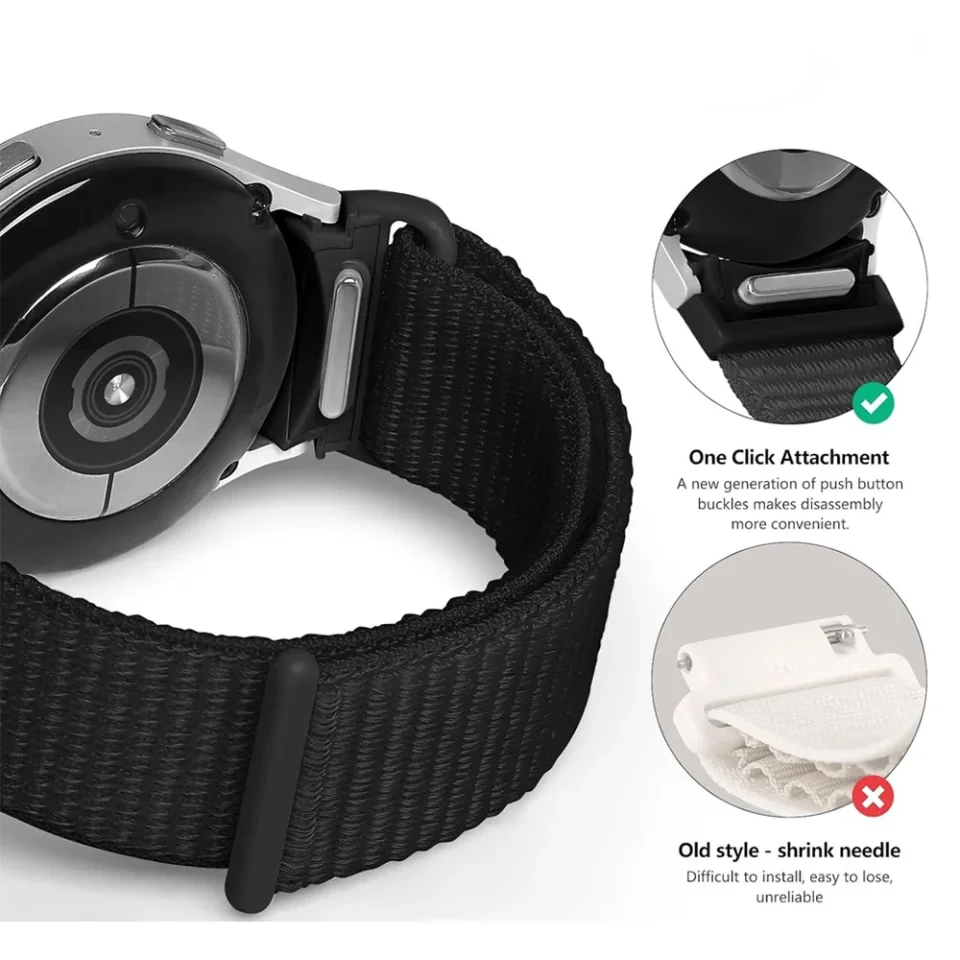 Correa para Samsung Galaxy Watch 7/6/4/classic/5 pro 44mm 40mm muñeca sin huecos Nylon deporte loop correa pulsera Galaxy Watch 7 Correa