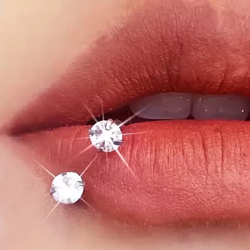 6/2 Uds. Anillos de nariz de herradura con pasador de nariz en forma de L, anillo de nariz Rianbow CZ de acero inoxidable, Piercing de oreja de hélice para cejas y labios