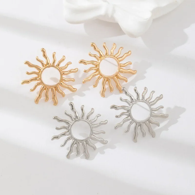 1 par de pendientes elegantes con forma de flor de sol para mujeres y niñas, pendientes versátiles, accesorios de joyería, regalos