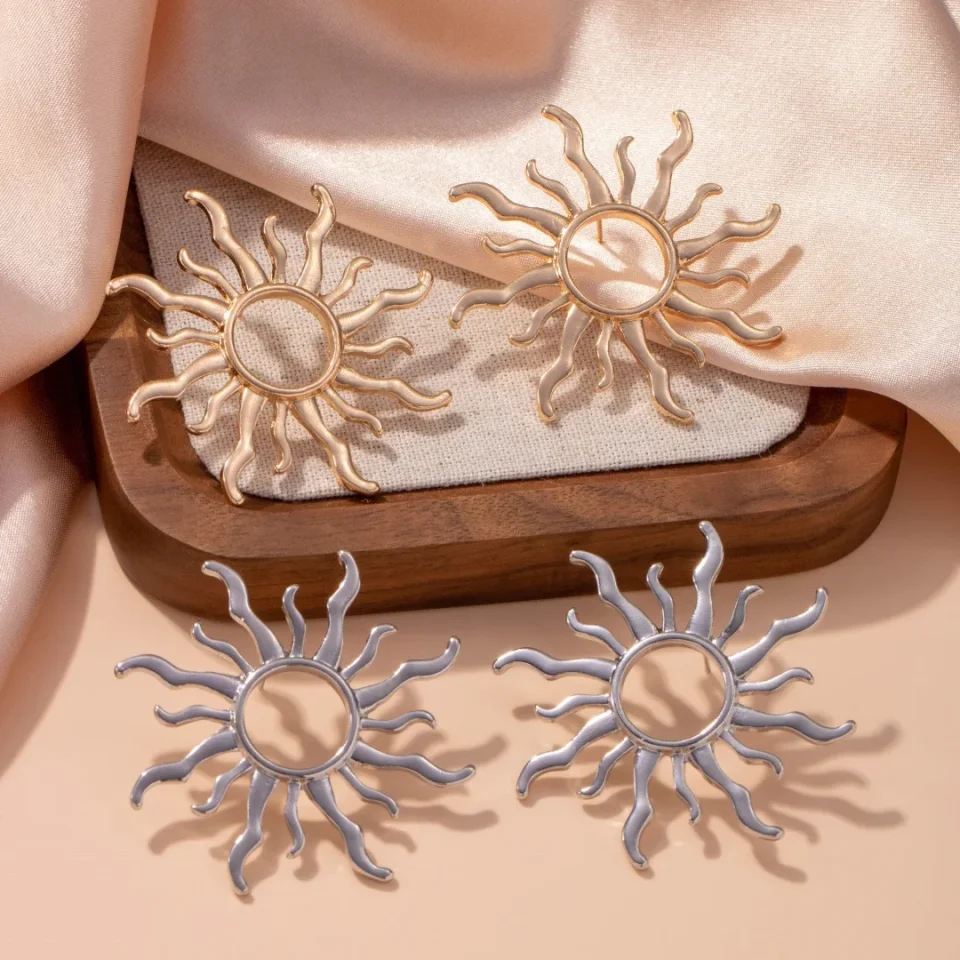 1 par de pendientes elegantes con forma de flor de sol para mujeres y niñas, pendientes versátiles, accesorios de joyería, regalos