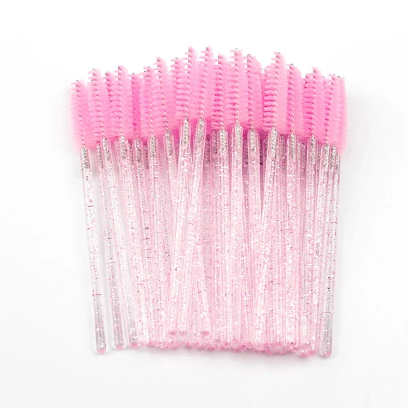 Nuevo 5/25/50 Uds venta al por mayor cepillo de pestañas de cristal aplicador cepillos de pestañas varita de rímel de plástico extensión de pestañas maquillaje belleza