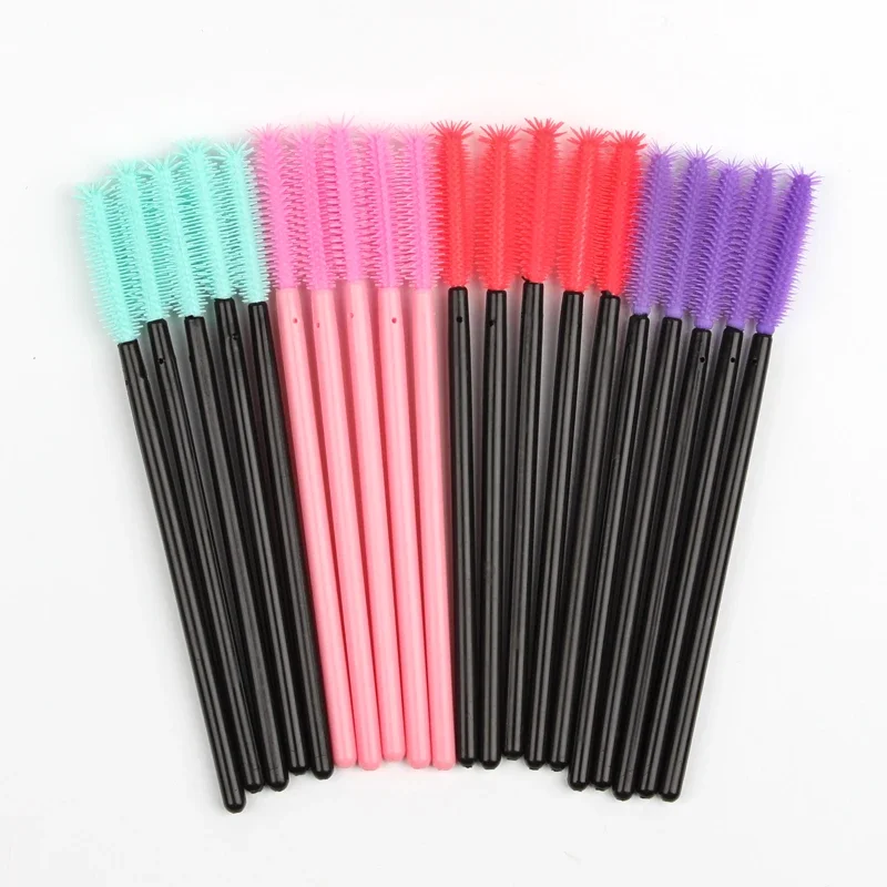 Nuevo 5/25/50 Uds venta al por mayor cepillo de pestañas de cristal aplicador cepillos de pestañas varita de rímel de plástico extensión de pestañas maquillaje belleza