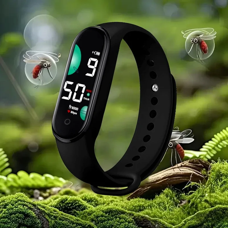 Nuevo reloj electrónico repelente de mosquitos de Lenovo y pulsera con pantalla digital, pulsera suave y ajustable para actividades en interiores y exteriores