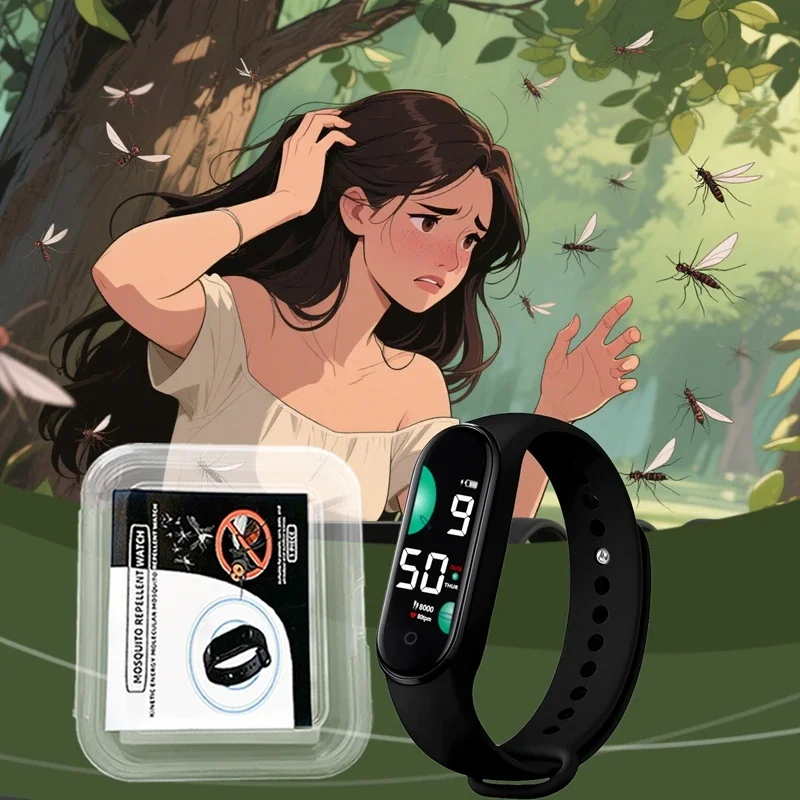 Nuevo reloj electrónico repelente de mosquitos de Lenovo y pulsera con pantalla digital, pulsera suave y ajustable para actividades en interiores y exteriores