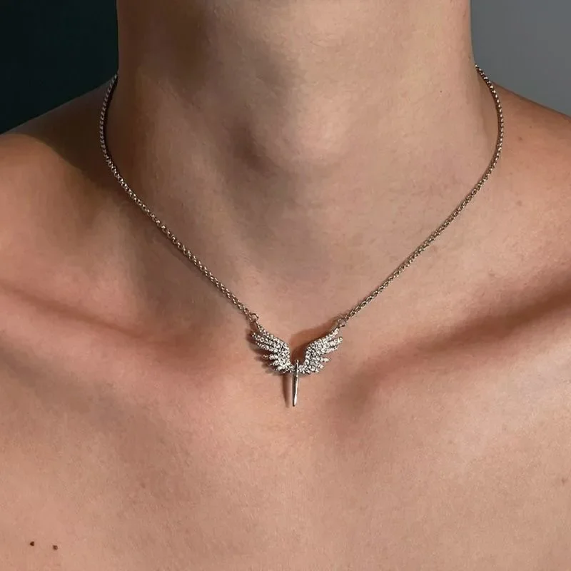Collar con Colgante de Alas de Ángel de Diseño Único y Creativo, Accesorios Clásicos, Cadena de Clavícula con Personalidad, Joyería