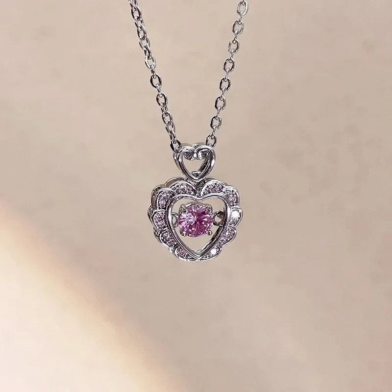 Collar coreano de moda con forma de corazón para mujer, colgante de circón de cristal, cadena hasta la clavícula, joyería de regalo de fiesta romántica elegante