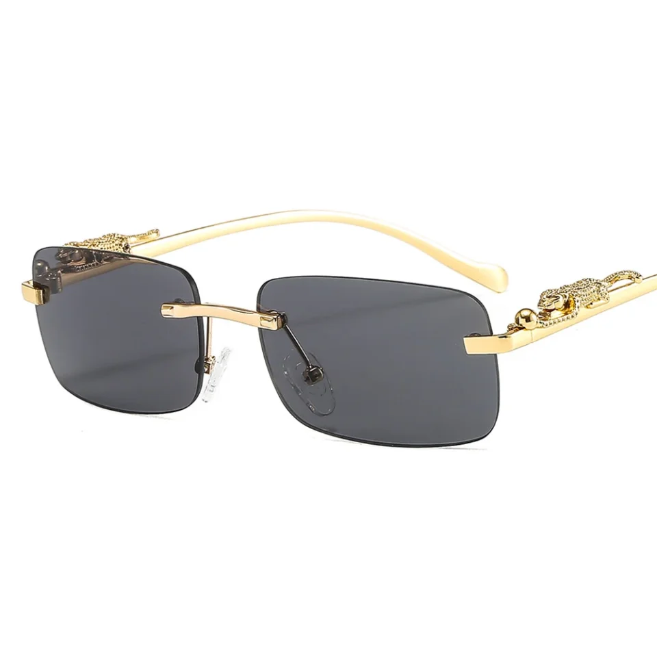 Gafas de sol rectangulares sin montura para hombre y mujer, lentes de sol de estilo Retro, guepardo, a la moda, UV400, para verano y exteriores, 1 unidad