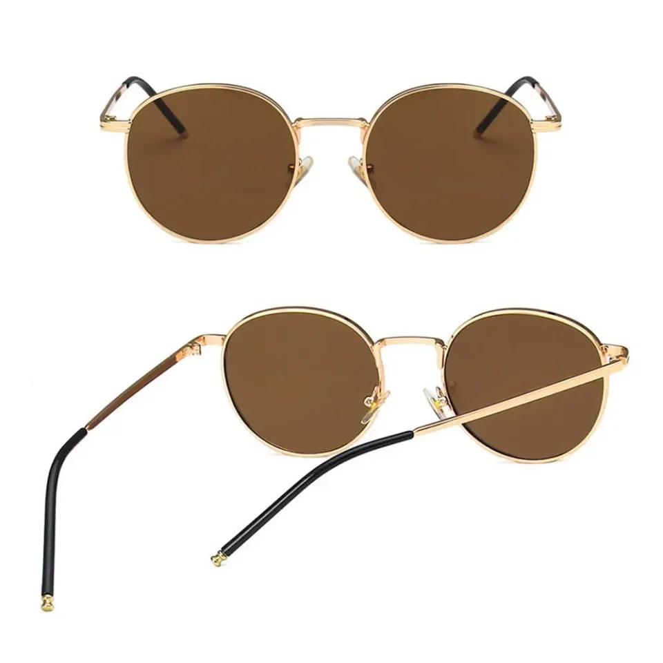 Gafas de sol redondas con montura de Metal, lentes de pesca, UV400, hombre y mujer