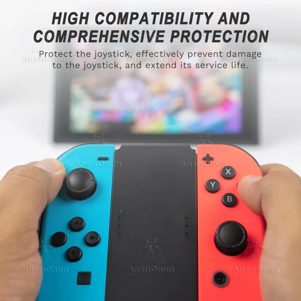 Funda de Repuesto para Joystick Joycon para Switch/Switch Lite/Switch OLED, Empuñadura Premium para el Pulgar, Cubierta Protectora de Silicona Antideslizante - Negro