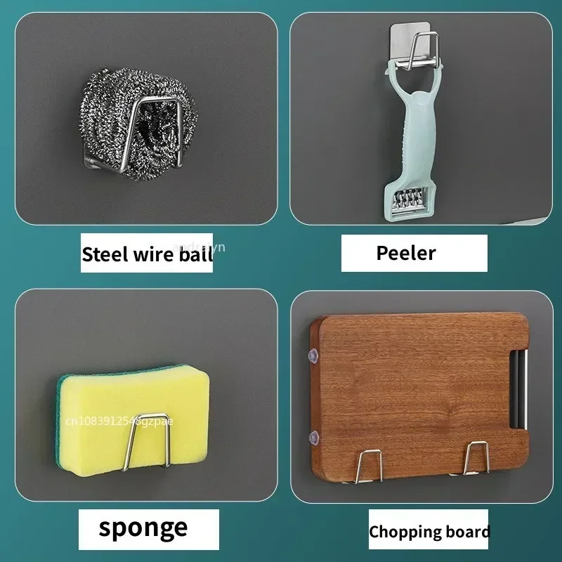 Estante de esponja para fregadero de acero inoxidable, 1/3/6 Uds., para esponja, bola de alambre de acero, pasta de drenaje, la pared interior del fregadero, suministros de cocina