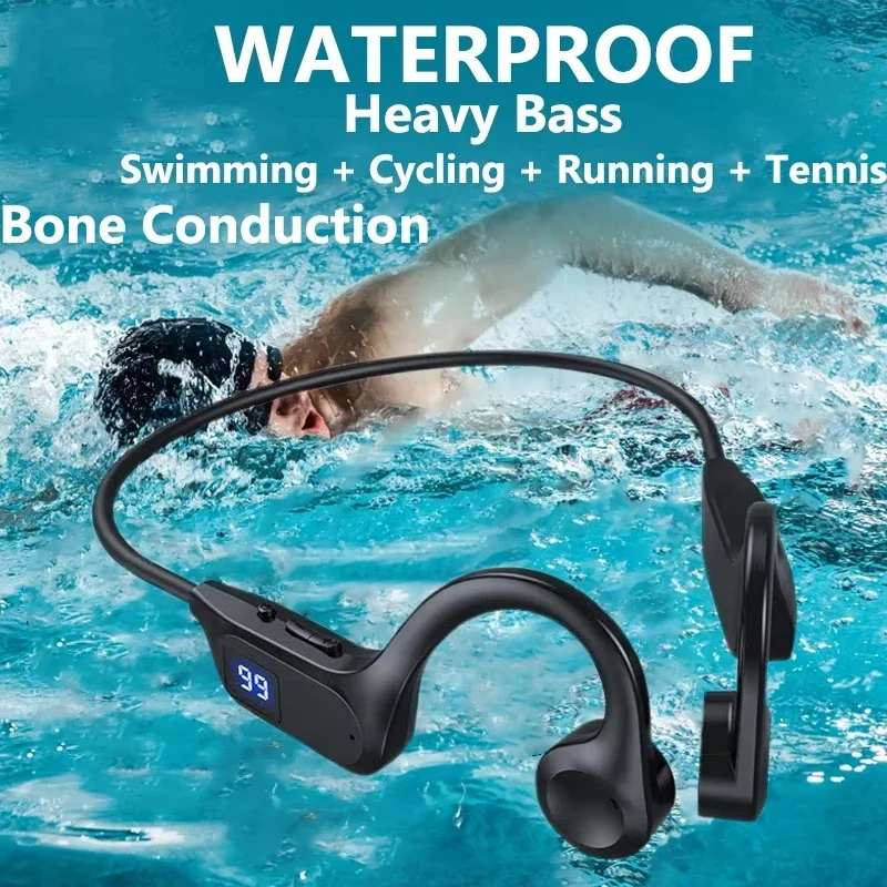 Auriculares Originales Lenovo True Bone Conduction, IPX8, Bluetooth 5.3, Inalámbricos, con Micrófono, Resistentes al Agua, para Ejercicio y Fitness