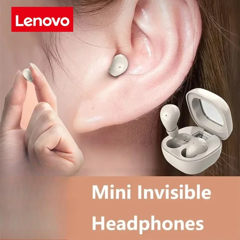 Audífonos Inalámbricos Bluetooth 5.3 Lenovo SK19 Mini, Audífonos Invisibles para Dormir, para Huawei Xiaomi, con Reducción de Ruido