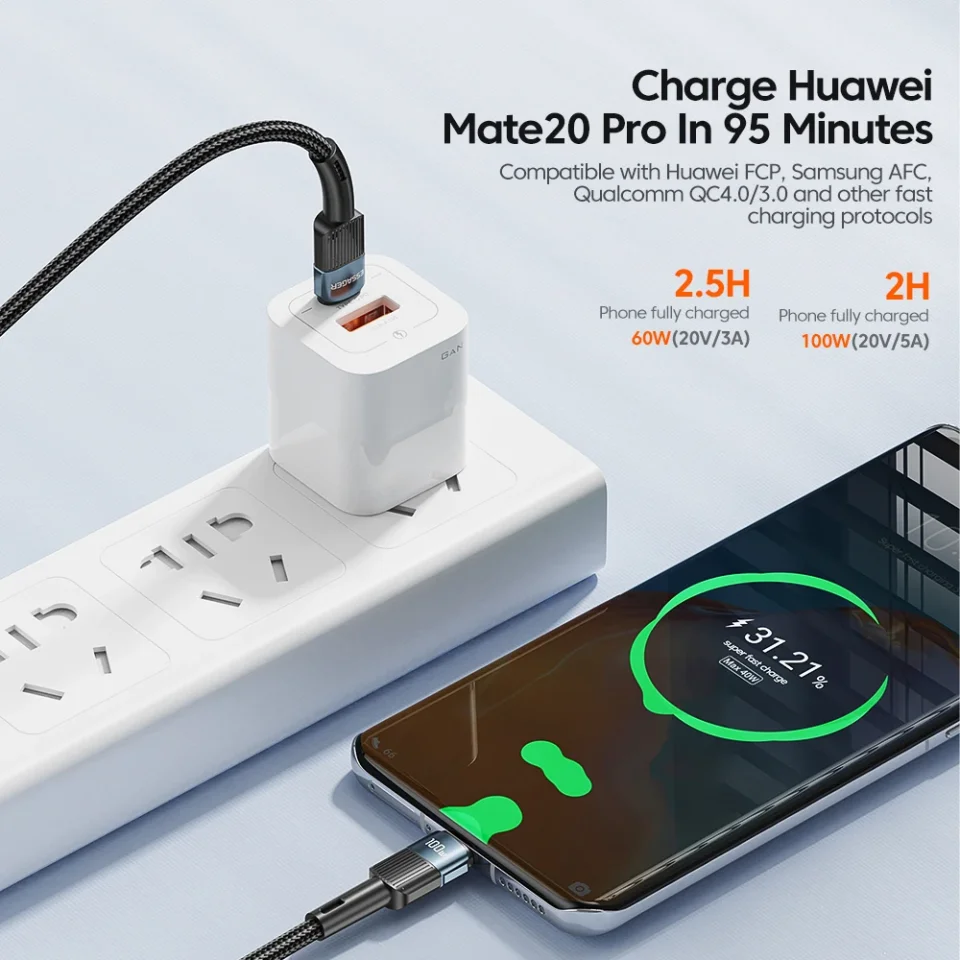 Essager-Cable USB tipo C a USB C, cargador de carga rápida, USB-C, PD, para Macbook, Samsung, Xiaomi, 3M, 100W