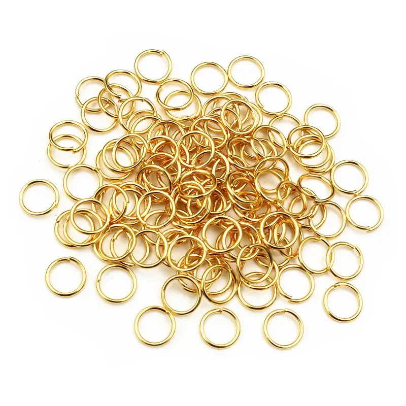 200 piezas 3/4/5/6/7/8/10mm anillos de salto de Color dorado de acero inoxidable DIY accesorios de joyería abiertos bucles individuales para la fabricación de joyas