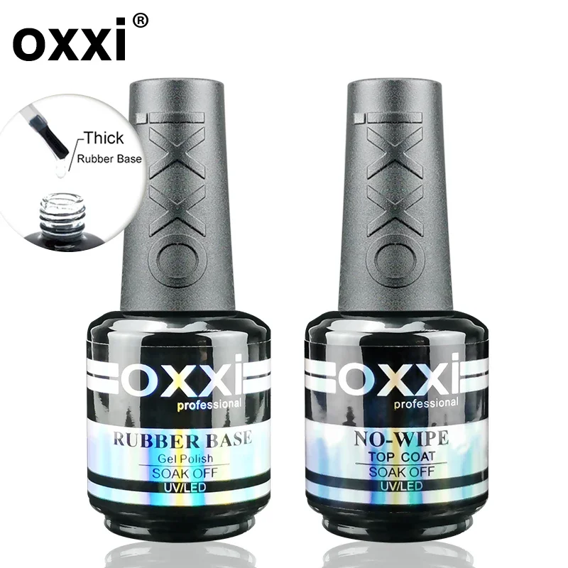 OXXI 15ml Base y Top Coat para Esmalte en Gel, Barniz Semipermanente, Top Coat de Goma, Base Coat Y, Gellac UV LED, Esmalte Permanente
