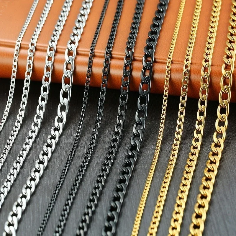 Vnox-Collar de cadena de eslabones cubanos para hombre, gargantilla masculina de Color dorado negro de acero inoxidable, regalos para él
