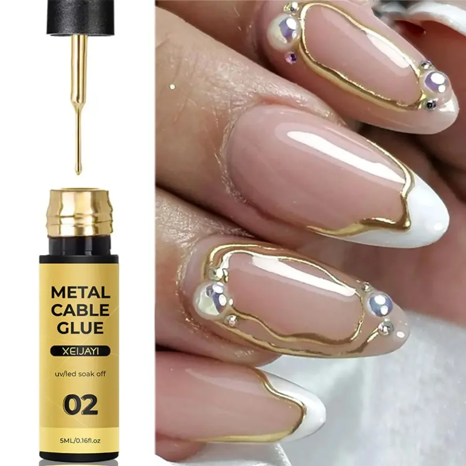 Esmalte de revestimiento de Gel para uñas con pintura metálica dorada, pintura con efecto espejo de Metal 3D, dibujo de Gel para uñas, pincel incorporado, Gel cromado UV