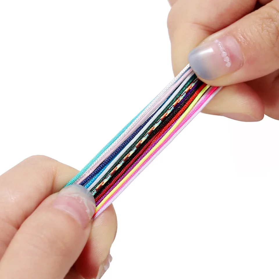 Cordón de hilo de nailon de 10/50M y 0,8mm, cuerda de macramé, pulsera, cuerda trenzada para bricolaje, borlas, cuentas, accesorios para hacer joyas