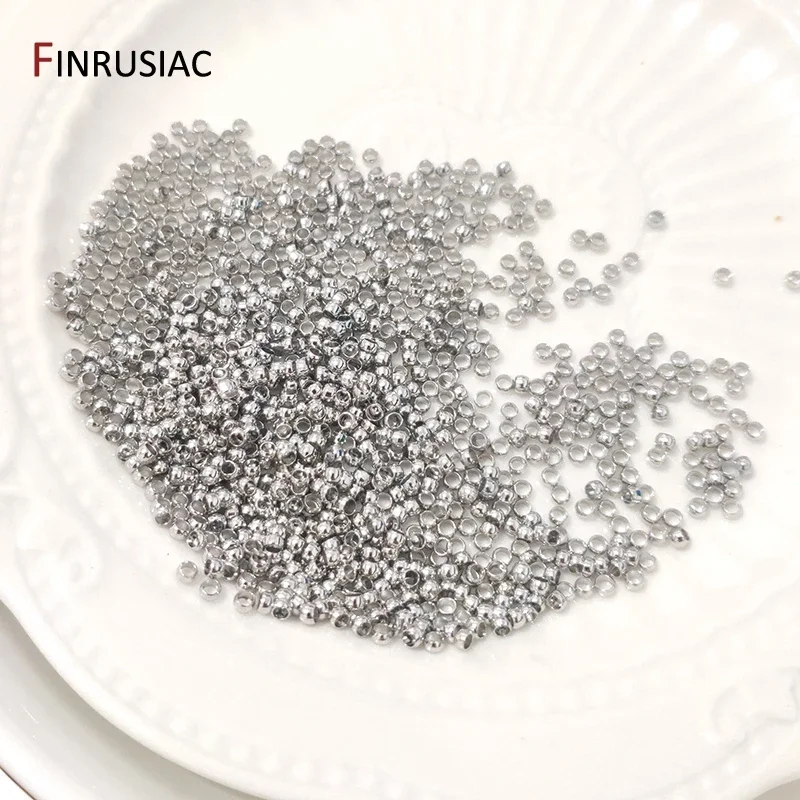 200 unidades/lote de cuentas de crimpado esféricas chapadas en oro de 18K de 2/2.5mm, terminales para joyería, cuentas espaciadoras de tope para la fabricación de joyas DIY