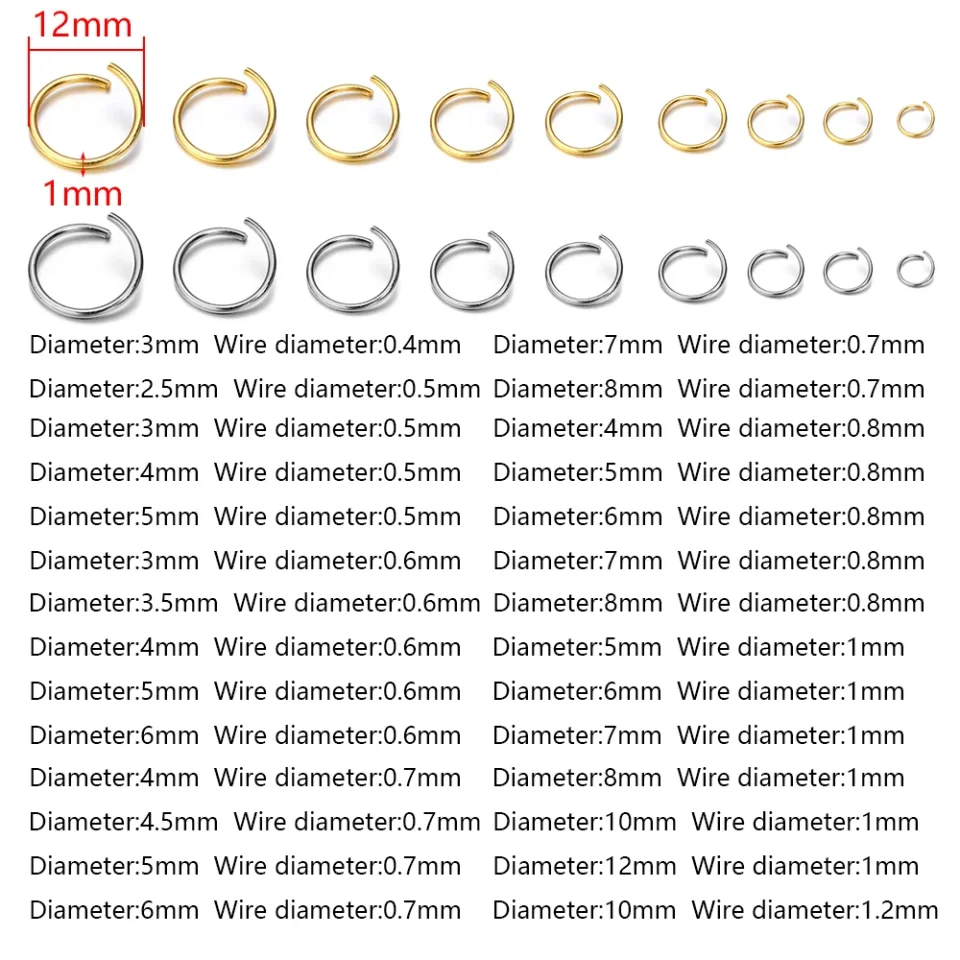 Anillos abiertos de acero inoxidable, conectores para collar DIY, accesorios para hacer joyas, 3-8mm, 100-200 piezas