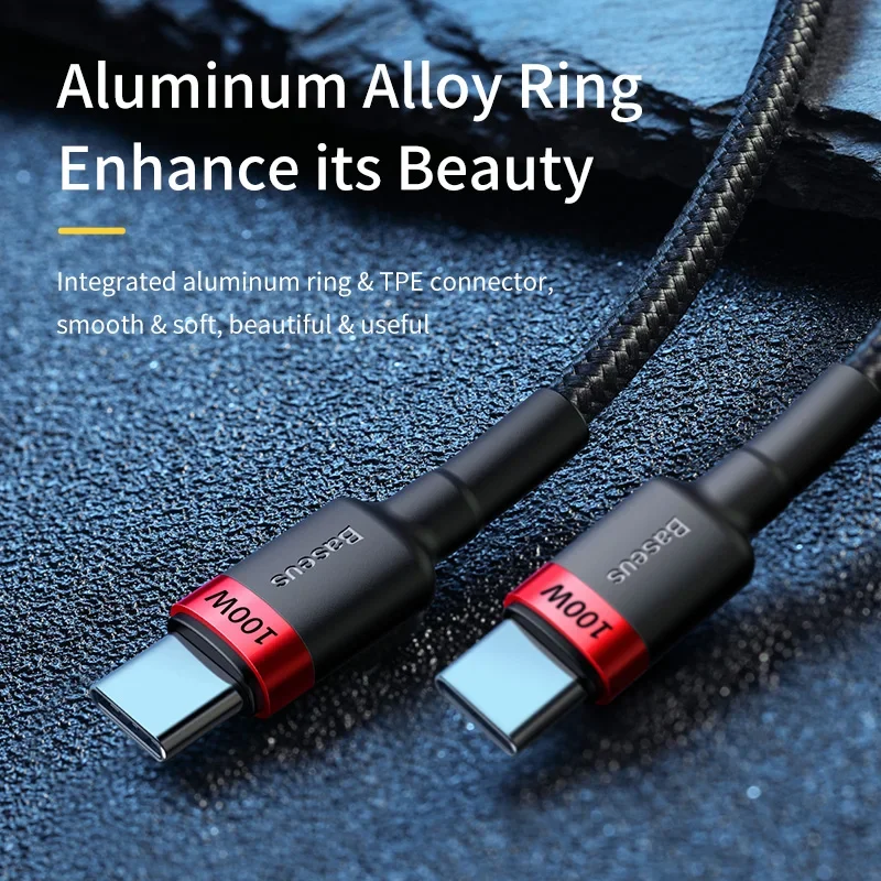 Cable Baseus 100W/5A USB C a USB tipo C para iPhone 17 16 PD Cable cargador de carga rápida para Macbook Samsung Xiaomi Cable tipo C