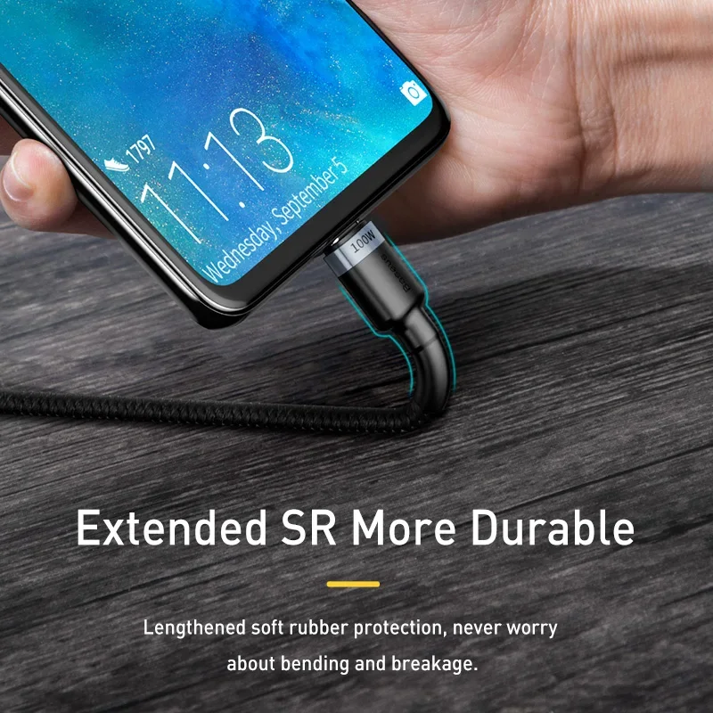Cable Baseus 100W/5A USB C a USB tipo C para iPhone 17 16 PD Cable cargador de carga rápida para Macbook Samsung Xiaomi Cable tipo C