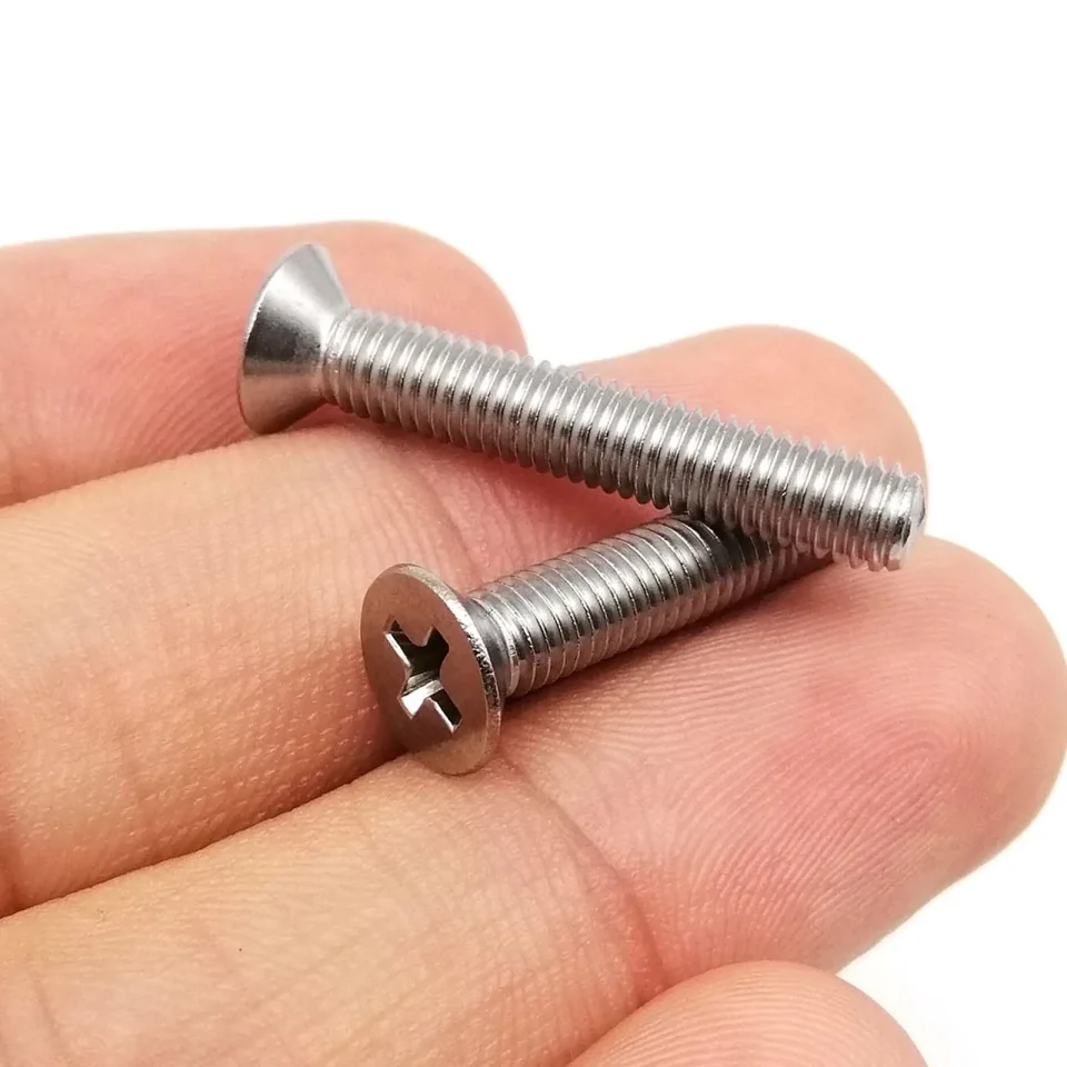 Tornillos de Cabeza Plana y Cabeza Avellanada Phillips HZYUEGOU M1 M1.2 M1.4 M1.6 M2 M2.5 M3 M3.5 M4 M5 M6 M8, Acero Inoxidable 304 A2-70