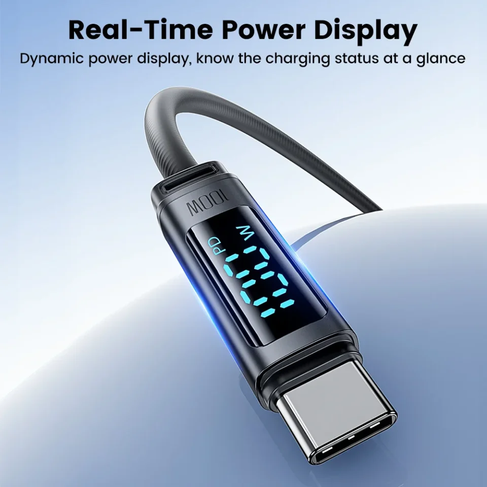 Cable USB C de Silicona Toocki, PD 100W, con Pantalla LED, Carga Rápida, Tipo C a Tipo C, para Macbook, iPhone 17, Samsung S25, Cable de Datos