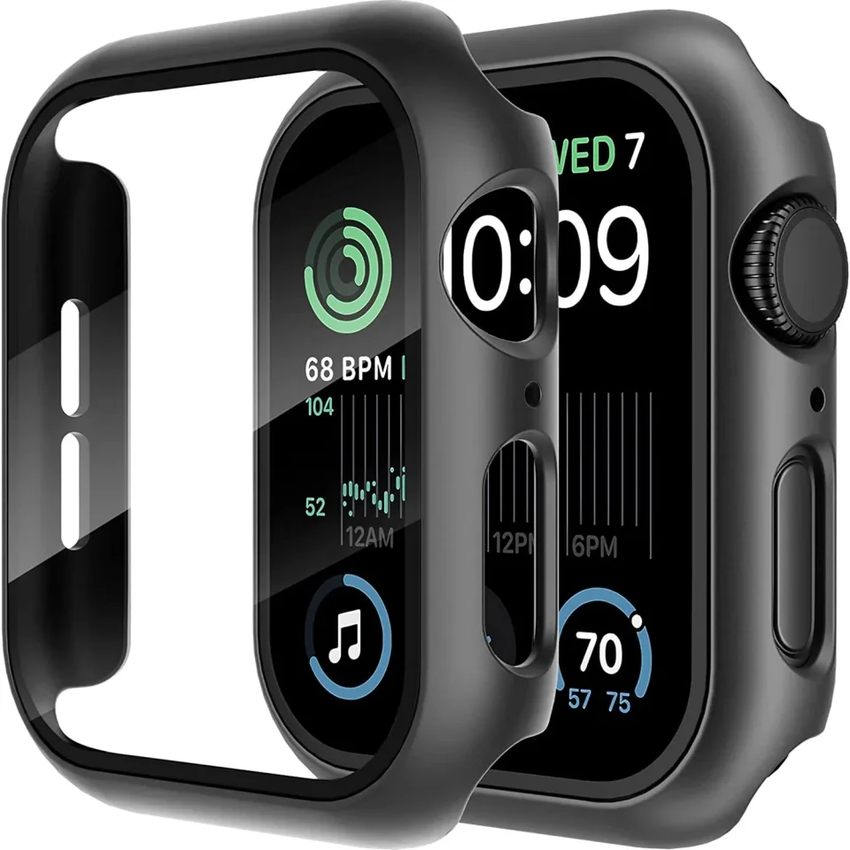 Vidrio templado + cubierta para Apple Watch 11 10 9 8 7 46mm 42mm PC Protector de pantalla de parachoques iWatch Series 7 6 5 4 SE3 44 40 45mm