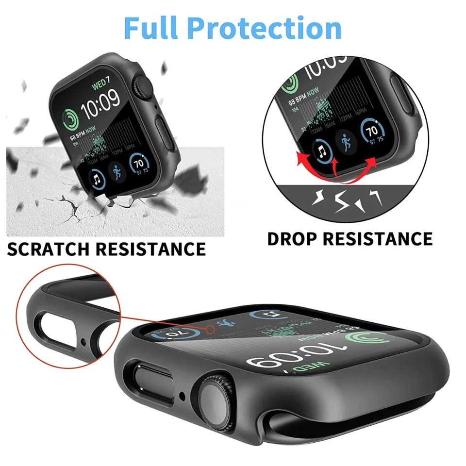 Vidrio templado + cubierta para Apple Watch 11 10 9 8 7 46mm 42mm PC Protector de pantalla de parachoques iWatch Series 7 6 5 4 SE3 44 40 45mm