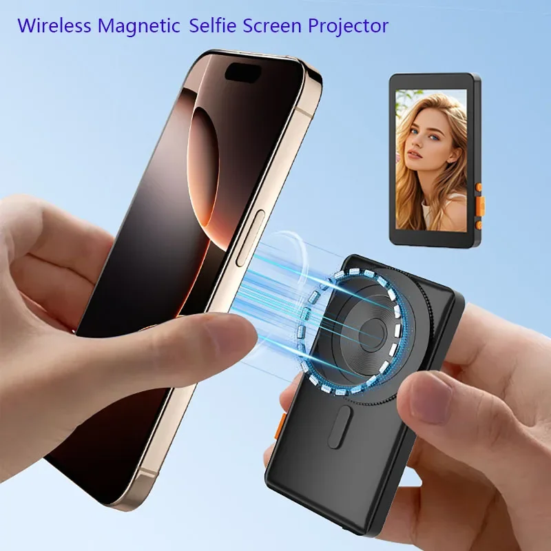 Pantalla de Monitor magnético para teléfono inteligente, proyector de pantalla de teléfono inalámbrico, cámara trasera de teléfono, Selfie para grabación de vídeo de transmisión en vivo Vlog