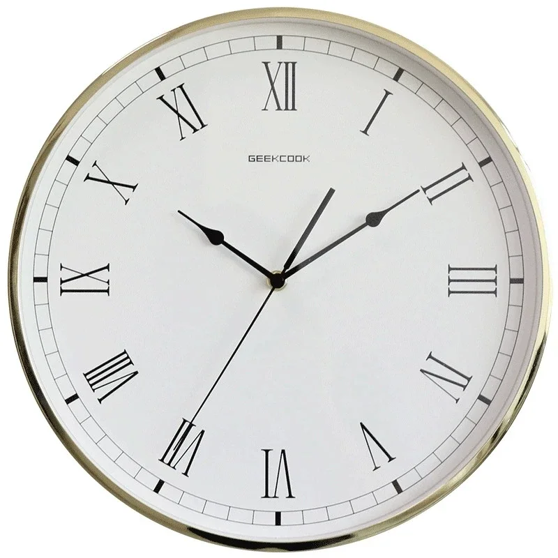 Reloj de Metal Dorado con Números Romanos y Esmalte Simple, Marca Time Flows
