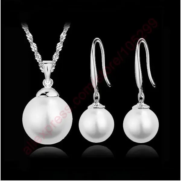 Jewely-Conjunto de pendientes y collar con colgante de perlas para mujer, conjunto de pendientes de plata de ley 925 auténtica pura, regalo de fiesta, colores mezclados