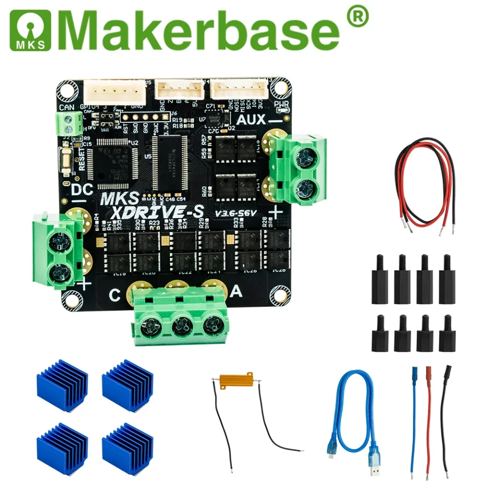 Controlador de servomotor sin escobillas de alta precisión Makerbase MKS XDRIVE 56v, basado en la actualización ODrv V3.6.