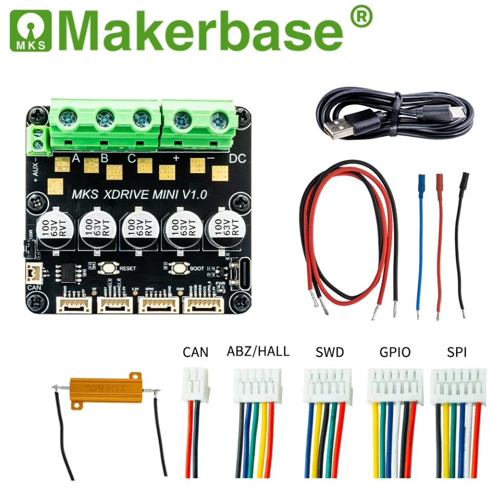 Controlador de servomotor sin escobillas de alta precisión Makerbase MKS XDRIVE 56v, basado en la actualización ODrv V3.6.