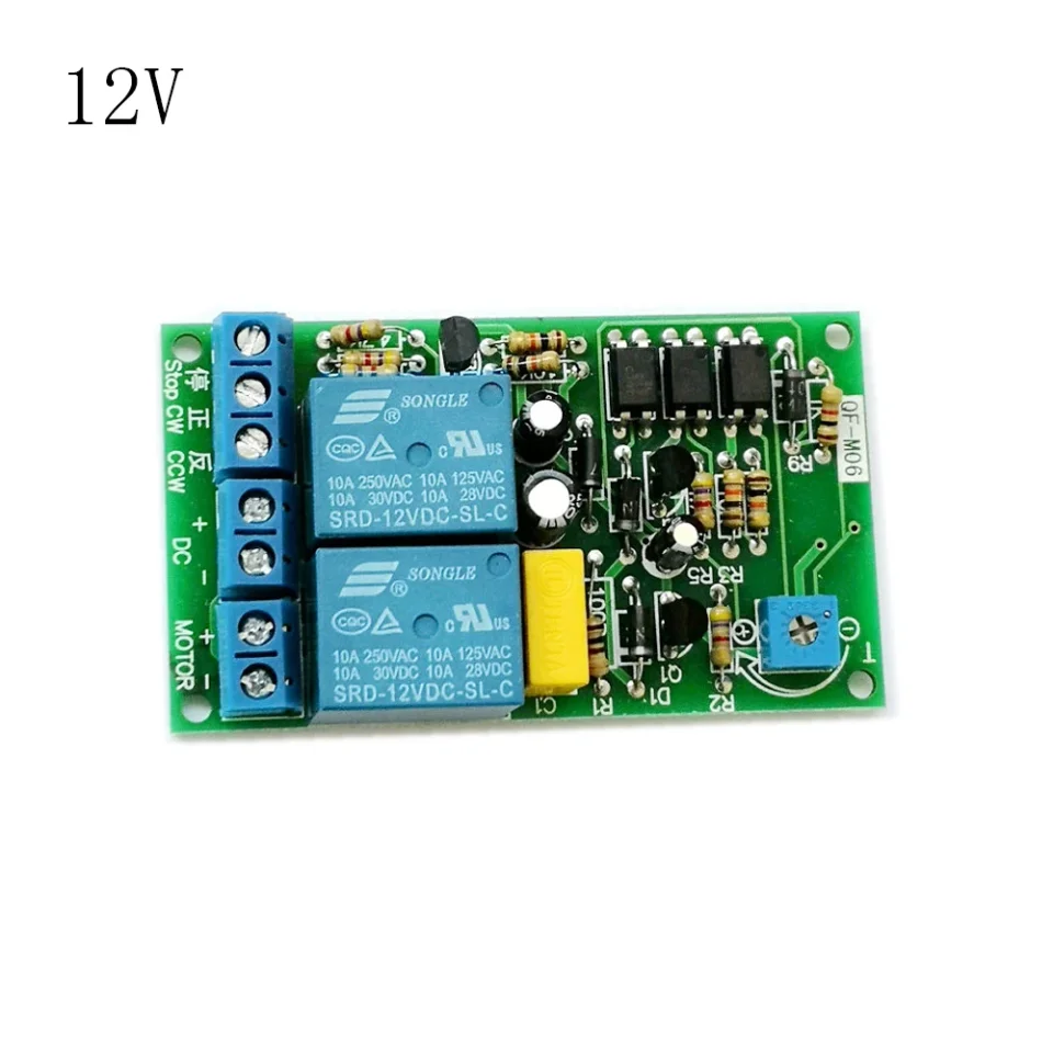 Módulo de accionamiento de Motor de 12V/24V, placa de accionamiento CC de avance y retroceso, unidad de puente de rango de apagado de 0-10 segundos con parada automática de tiempo