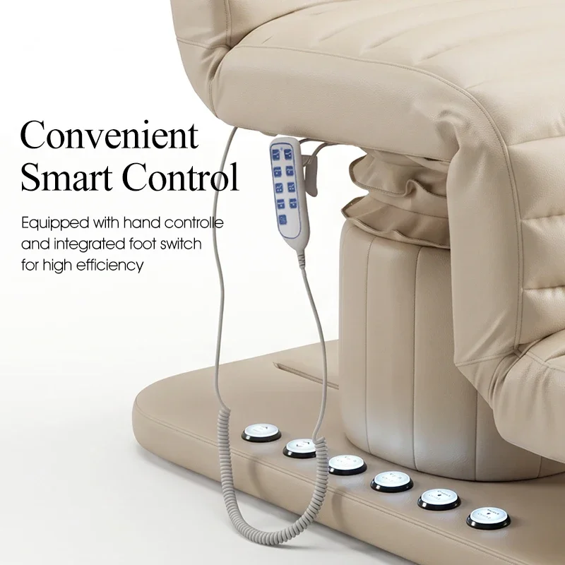 Sillón de Belleza Eléctrico de Lujo con 3 Motores, Mesa de Masaje Facial Ajustable, Cama para Pestañas, Mueble para Salón de Belleza