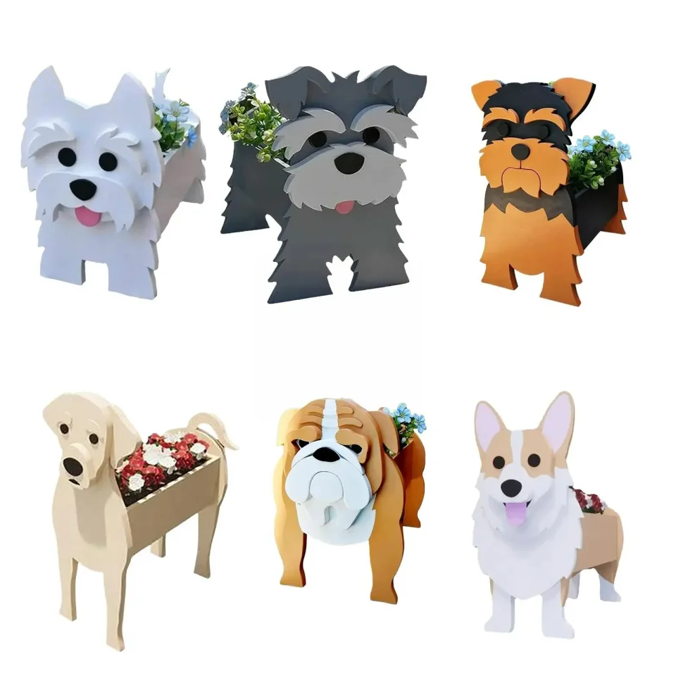 Macetero de flores DIY de animales bonitos, maceta de PVC para perros y mascotas, decoración de jardín, contenedor de plantas, decoración, macetas de jardín, Orname
