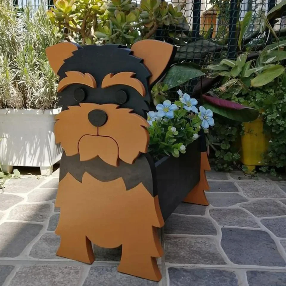Macetero de flores DIY de animales bonitos, maceta de PVC para perros y mascotas, decoración de jardín, contenedor de plantas, decoración, macetas de jardín, Orname