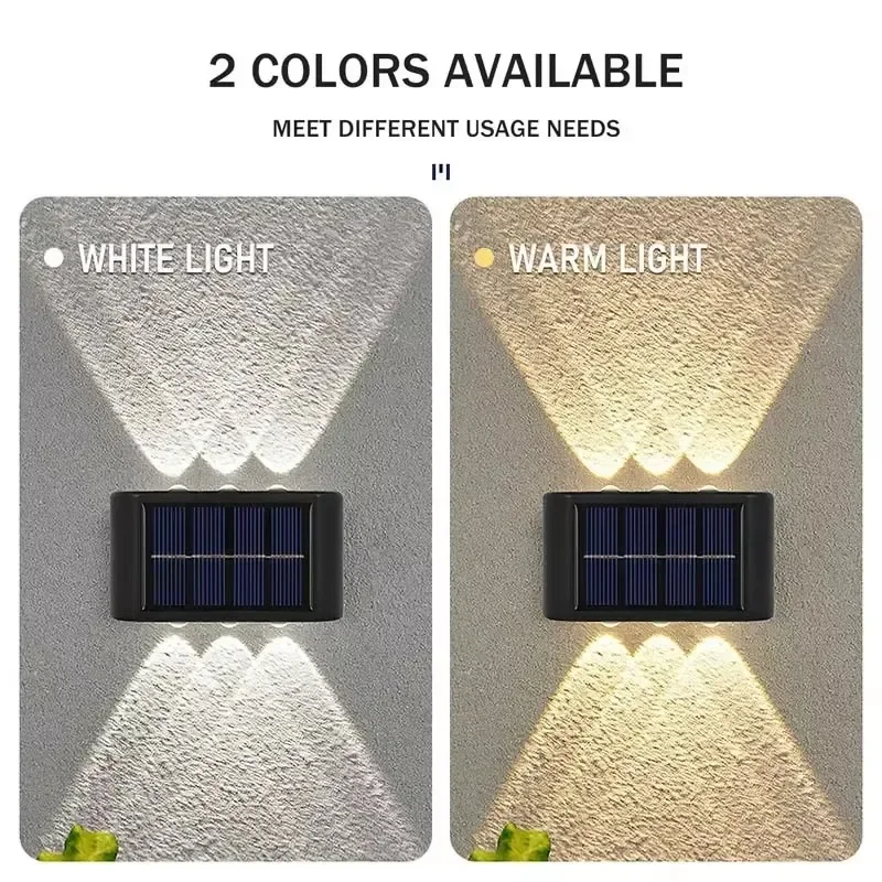 Lámpara Solar de Pared con 4/6/8/10 LED, Decoración para Jardín y Calle, Luz Exterior Impermeable, Iluminación Ascendente y Descendente, Lámpara de Paisaje para Jardín