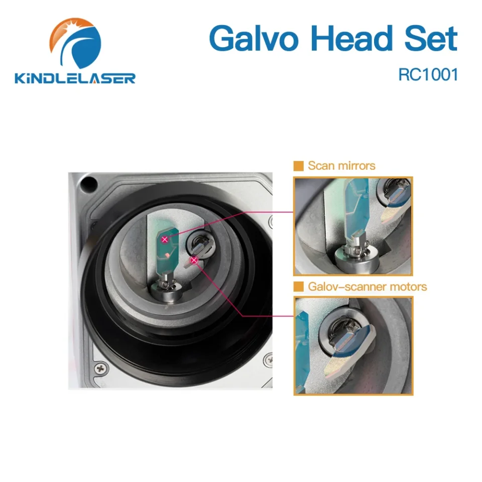 Kindgelaser-escáner de escaneo láser de fibra RC1001, juego de cabezales Galvo de 10,6um, 1064nm y 355nm, galvanómetro de 10mm con fuente de alimentación